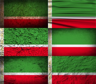 Çeçen Cumhuriyeti bayrağı eski doku ile. Vektör