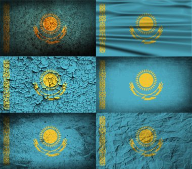 Kazakistan bayrağı eski doku ile. Vektör