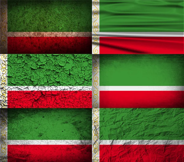 Drapeau de la République tchétchène avec une texture ancienne. Vecteur — Image vectorielle