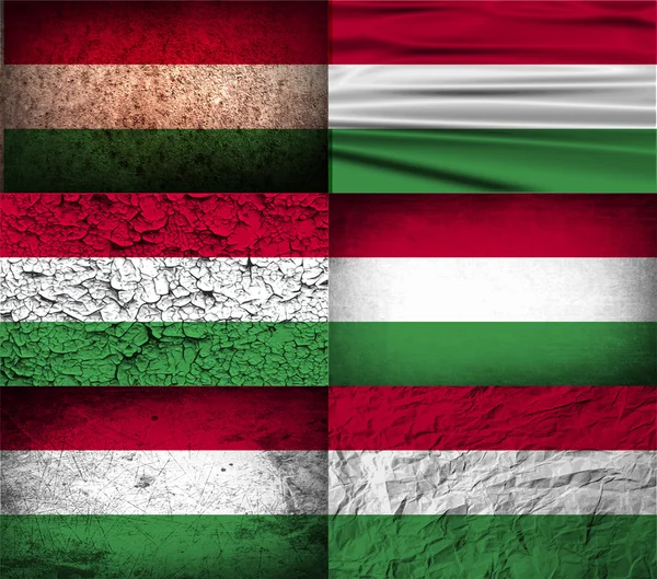 Macaristan bayrağı eski doku ile. Vektör