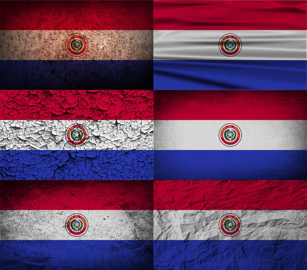 Bandera de Paraguay con textura antigua. Vector — Archivo Imágenes Vectoriales
