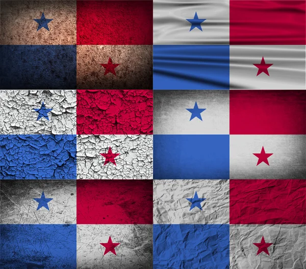 Bandera de Panamá con textura antigua. Vector — Archivo Imágenes Vectoriales