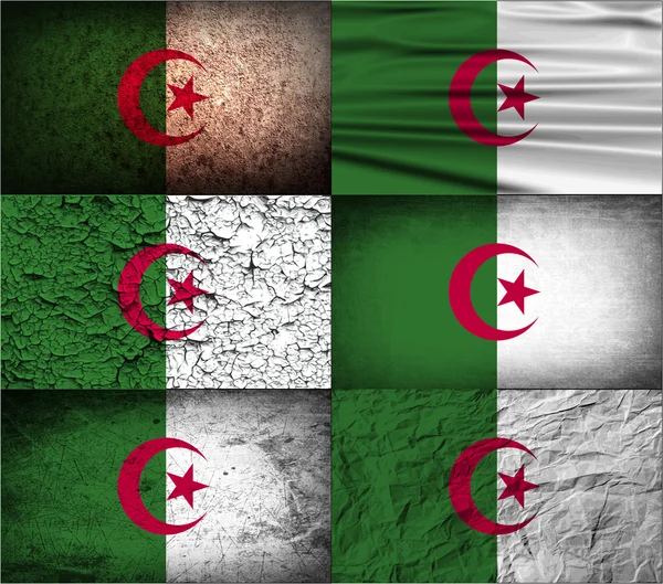 Drapeau de l'Algérie avec une texture ancienne. Vecteur — Image vectorielle