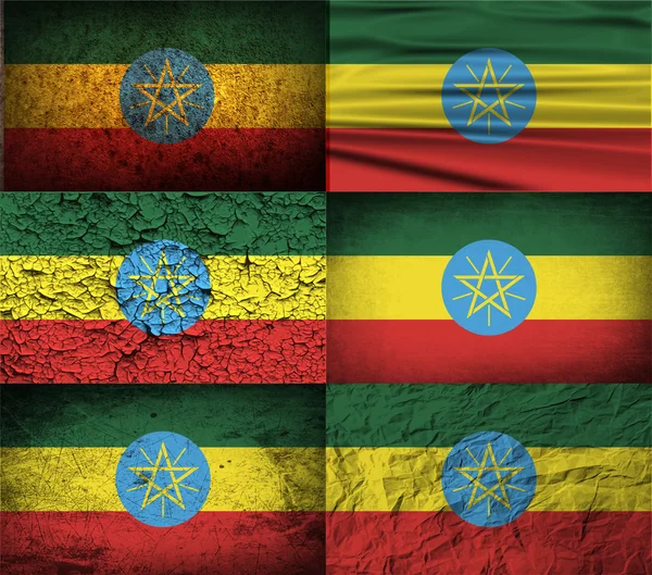 Flag of Ethiopia with old texture. Vector — Stock Vector