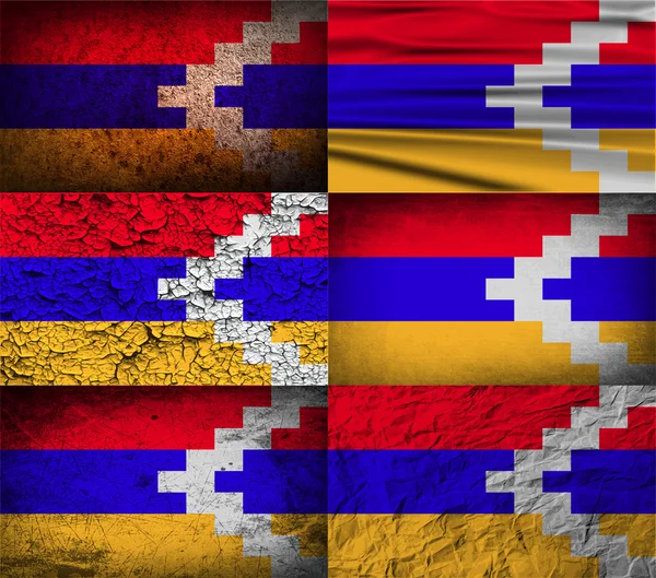 Flagge der Republik Karabach mit alter Struktur. Vektor — Stockvektor