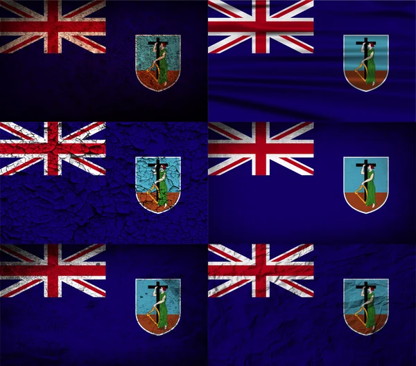 Flagga Montserrat med gamla konsistens. Vektor — Stock vektor