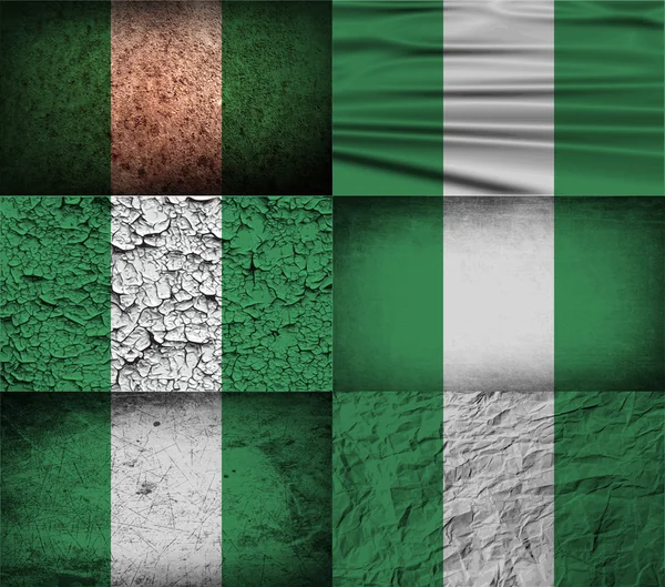 Bandera de Nigeria con textura antigua. Vector — Vector de stock