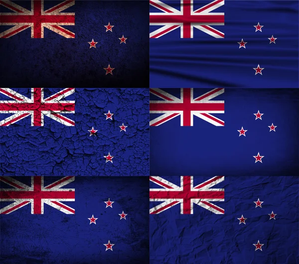 Bandeira de Nova Zeland com textura antiga. Vetor — Vetor de Stock