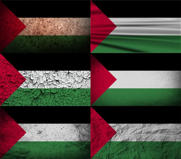 Bandera de Palestina con textura antigua. Vector — Archivo Imágenes Vectoriales