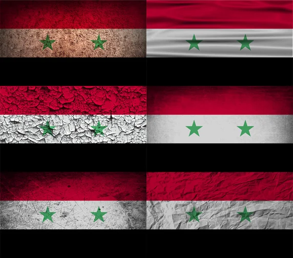 Flag of Syria with old texture. Vector — Stock Vector