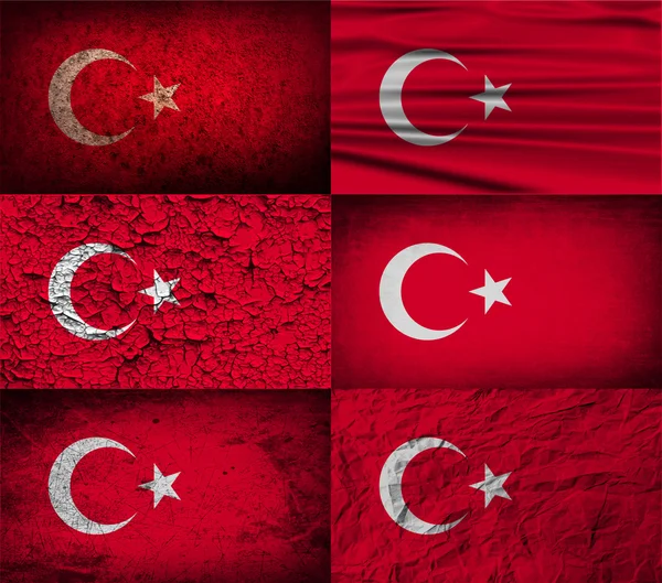 Bandeira da Turquia com textura antiga. Vetor —  Vetores de Stock