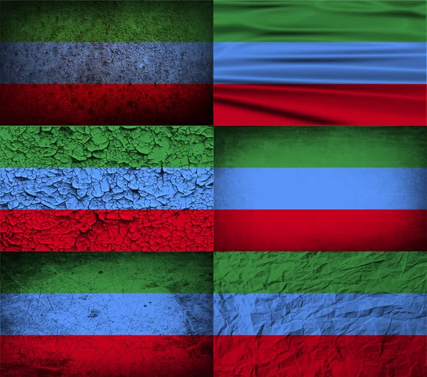 Drapeau du Daghestan avec une texture ancienne. Vecteur — Image vectorielle