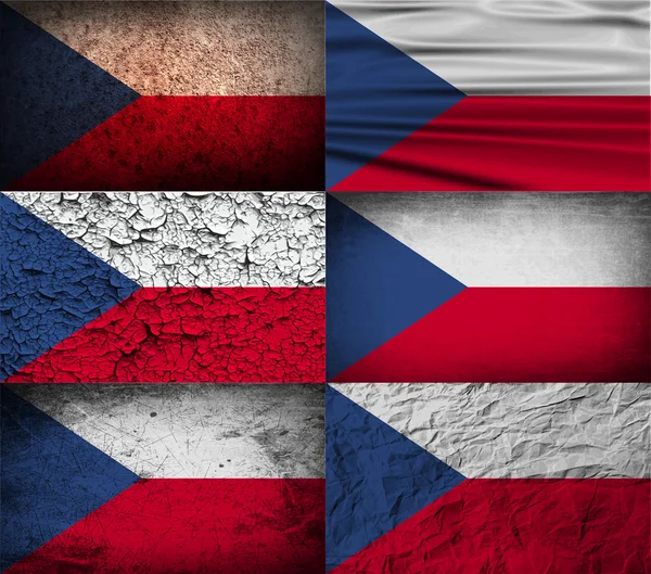 Bandera de República Checa con textura antigua. Vector — Archivo Imágenes Vectoriales
