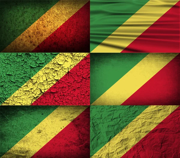 Drapeau de la République du Congo avec une texture ancienne. Vecteur — Image vectorielle