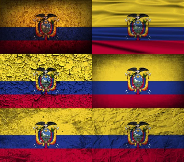 Vlag van Ecuador met oude textuur. Vector — Stockvector