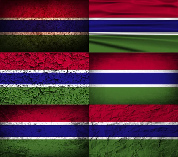 Gambia zászlaja régi textúra. Vektor — Stock Vector