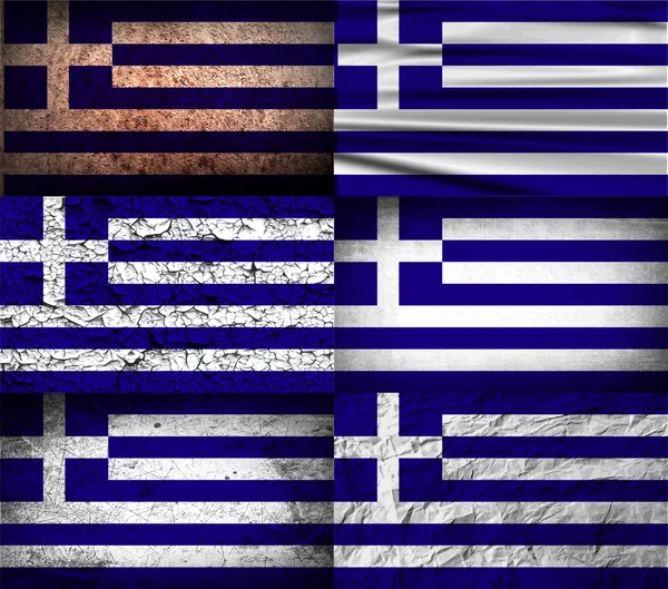 Bandera de Grecia con textura antigua. Vector — Vector de stock