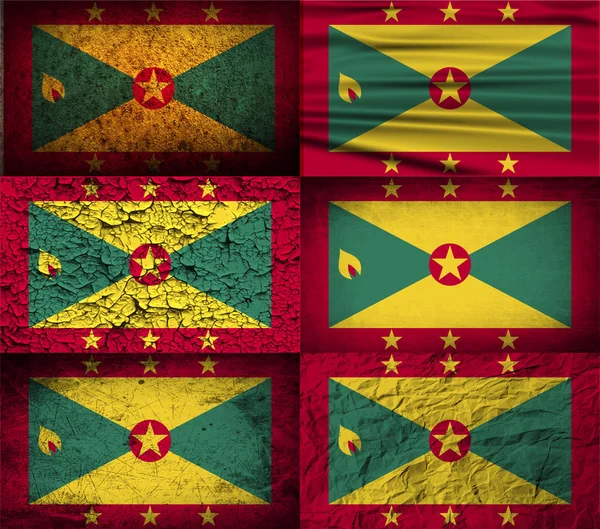 Flaga Grenady z stary tekstura. Wektor — Wektor stockowy