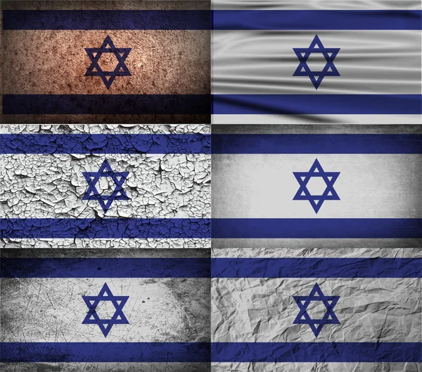Drapeau d'Israël avec une texture ancienne. Vecteur — Image vectorielle