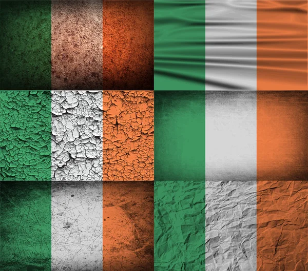 Bandeira da Irlanda com textura antiga. Vetor — Vetor de Stock