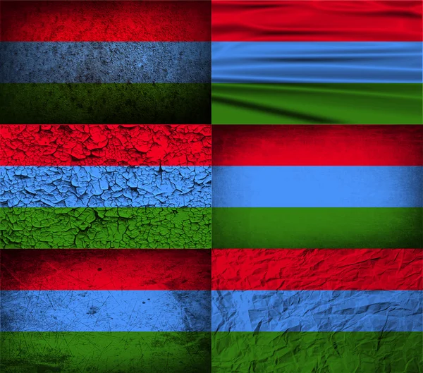 Drapeau de Carélie avec une texture ancienne. Vecteur — Image vectorielle