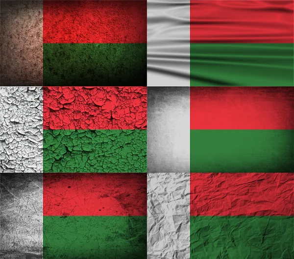 Drapeau de Madagascar avec une texture ancienne. Vecteur — Image vectorielle