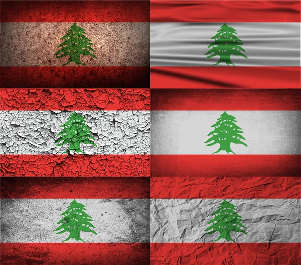 Bandeira do Líbano com textura antiga. Vetor — Vetor de Stock