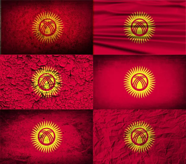 Flag of Kyrgyzstan with old texture. Vector — Stock Vector