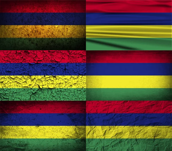 Mauritius bayrağı eski doku ile. Vektör — Stok Vektör