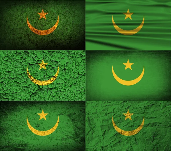Bandeira da Mauritânia com textura antiga. Vetor — Vetor de Stock