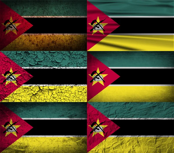 Bandeira de Moçambique com textura antiga. Vetor — Vetor de Stock
