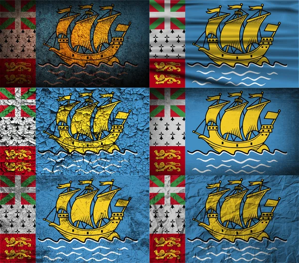 Flagge von Saint Pierre und Miquelon, Frankreich mit alter Textur. Vektor — Stockvektor