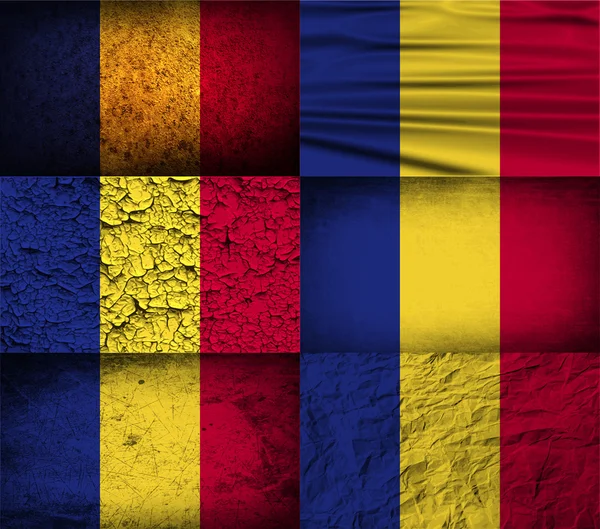 Drapeau de Roumanie avec une texture ancienne. Vecteur — Image vectorielle