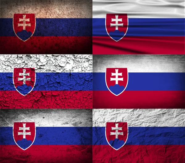 Bandera de Eslovaquia con textura antigua. Vector — Archivo Imágenes Vectoriales