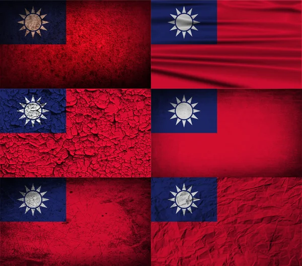 Bandeira de Taiwan com textura antiga. Vetor — Vetor de Stock