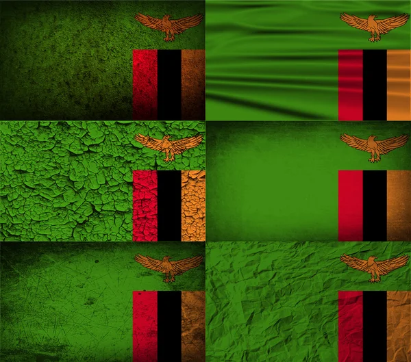 Bandera de Zambia con textura antigua. Vector — Vector de stock