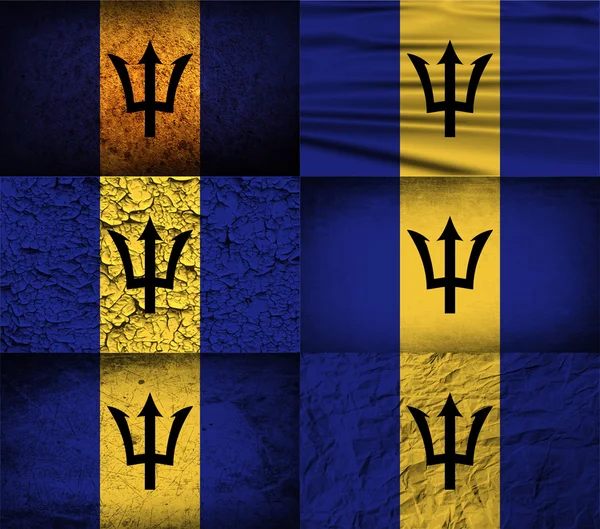Barbados flagga med gamla konsistens. Vektor — Stock vektor