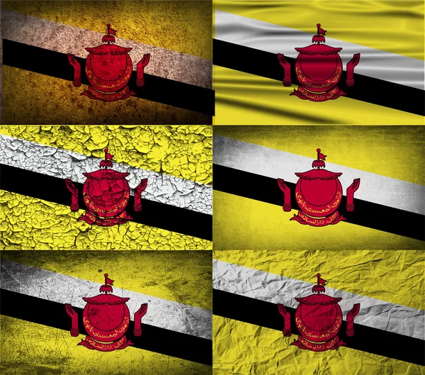 Bruneis flagg med gammel tekstur. Vektor – stockvektor