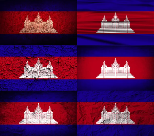 Bandera de Camboya con textura antigua. Vector — Archivo Imágenes Vectoriales