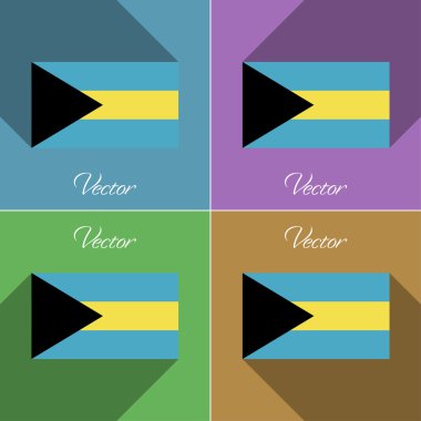 Bahamalar işaretler. Renk düz tasarım ve uzun gölgeler kümesi. Vektör