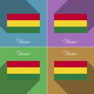 Bolivya işaretler. Renk düz tasarım ve uzun gölgeler kümesi. Vektör