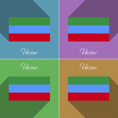 Dağıstan işaretler. Renk düz tasarım ve uzun gölgeler kümesi. Vektör