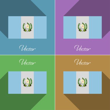 Guatemala işaretler. Renk düz tasarım ve uzun gölgeler kümesi. Vektör
