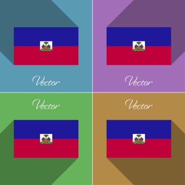 Haiti işaretler. Renk düz tasarım ve uzun gölgeler kümesi. Vektör