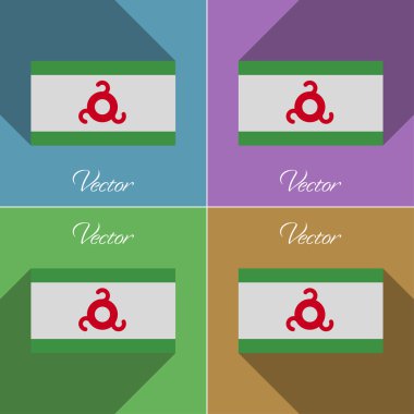 İnguşetya işaretler. Renk düz tasarım ve uzun gölgeler kümesi. Vektör