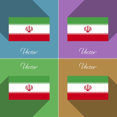 Iran işaretler. Renk düz tasarım ve uzun gölgeler kümesi. Vektör