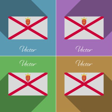 Jersey işaretler. Renk düz tasarım ve uzun gölgeler kümesi. Vektör