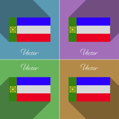 Khakassia işaretler. Renk düz tasarım ve uzun gölgeler kümesi. Vektör