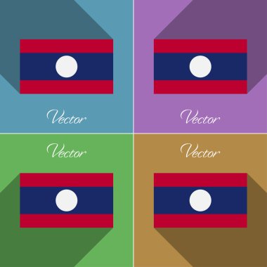 Laos işaretler. Renk düz tasarım ve uzun gölgeler kümesi. Vektör