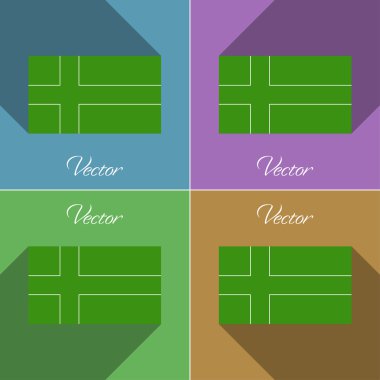 Ladonia işaretler. Renk düz tasarım ve uzun gölgeler kümesi. Vektör